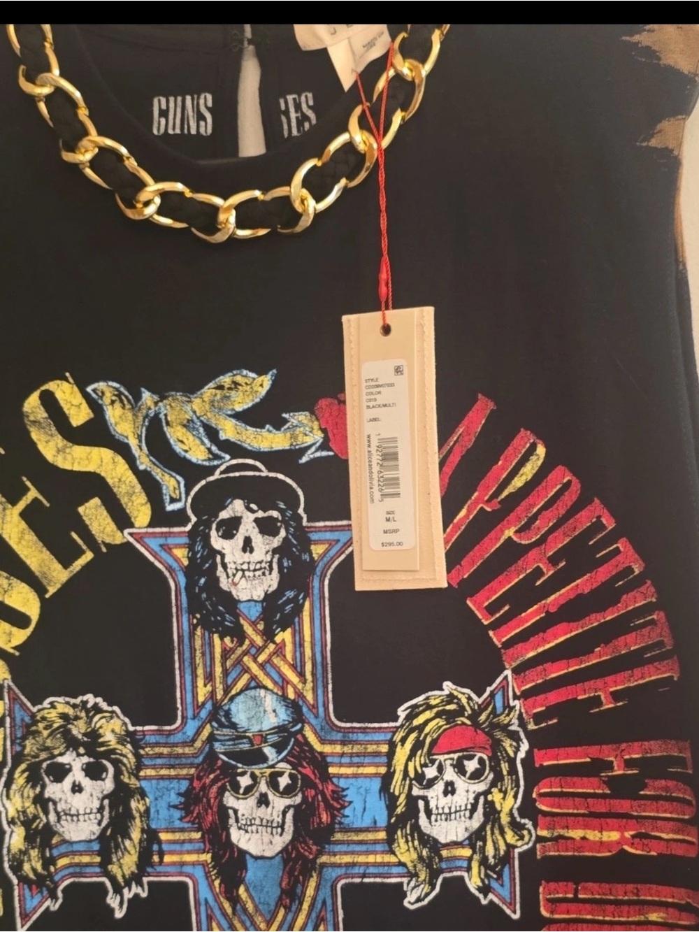 Alice + Olivia Black Graphic Tank with Multicolor Band Skull Print